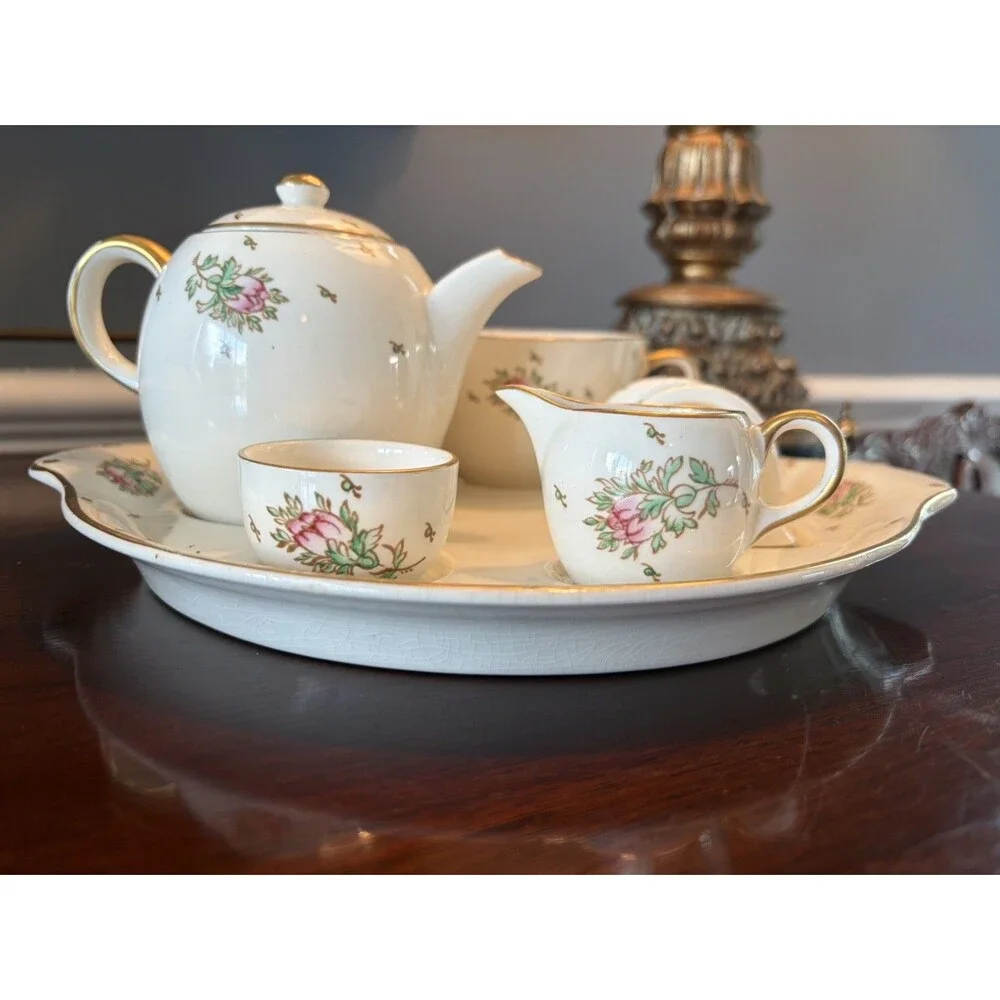 Vintage 1930's Gray's Pottery Breakfast Service Tea Set for One Floral Design